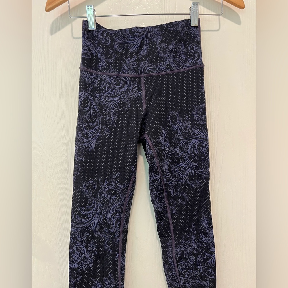 Lululemon Athletica Black and Purple Patterned Leggings